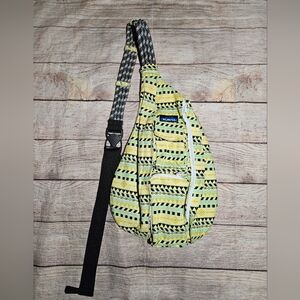 KAVU Yellow Aztec Rope Bag Cotton Crossbody Sling Bag Backpack